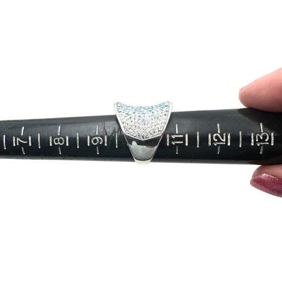 QVC Womens Ring Ombre Blue Crystal Sterling Silver Size 10 - Picture 6 of 6